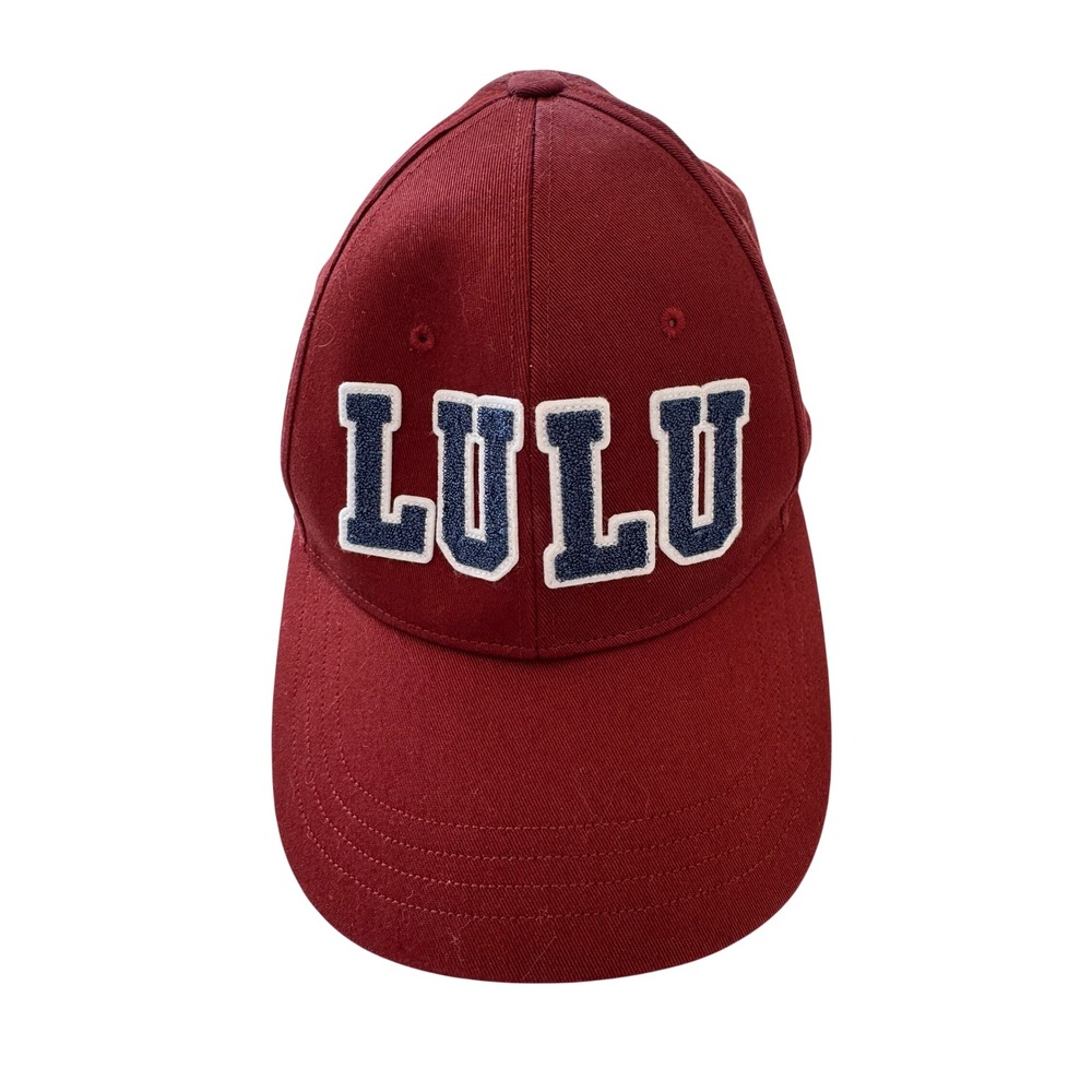 Lululemon LULU Varsity Logo Baseball Cap Burgundy Chenille Patch Adjustable Hat